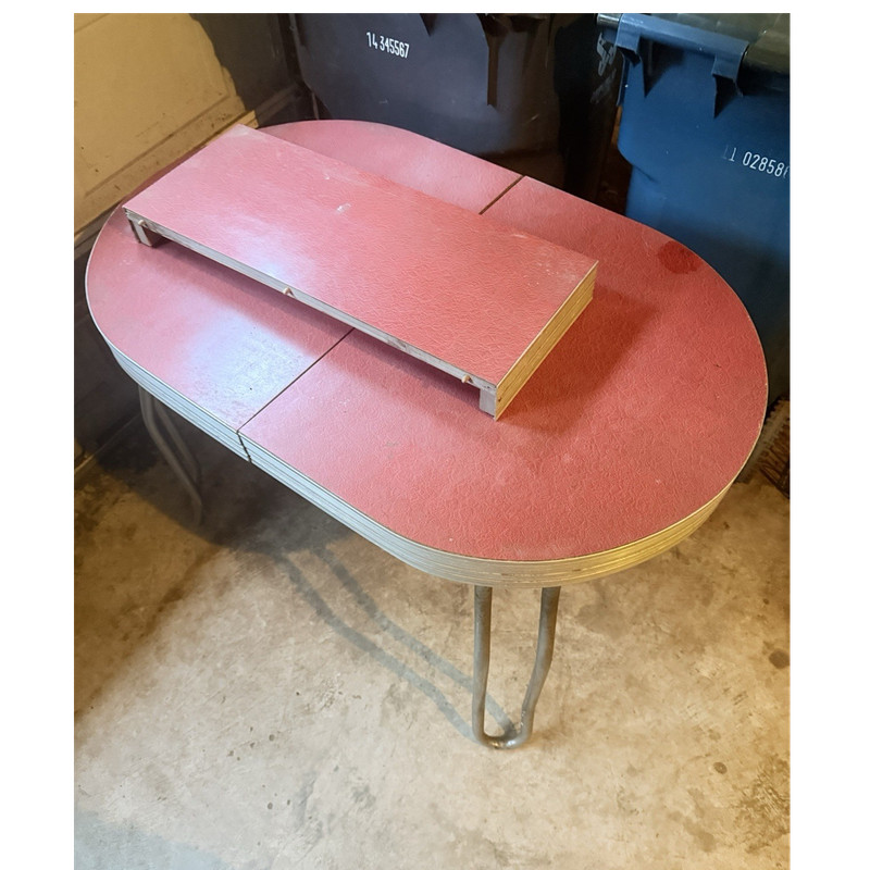 vintage 1950s red Formica and chrome kitchen table with 4 matching chairs