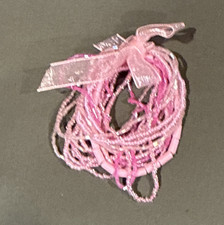 Pink Strand Beads Beaded Cord with Ribbon for Jewelry Making, Jewelry Crafts