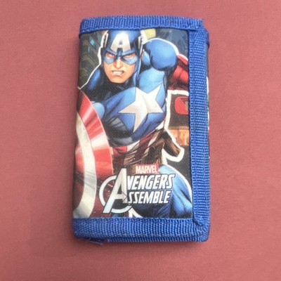 Marvel Avengers Trifold Wallet Blue Graphic Print Zipper Card & Photo Holder
