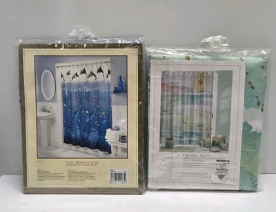 2‑Pack Shower Curtains – Ocean & “By The Sea” Designs – New in Package - Image 1 of 4