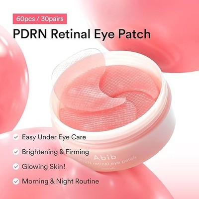 Abib PDRN Retinal Eye Patch Glow jelly 60 Patches, Korean Under Eye Patches 