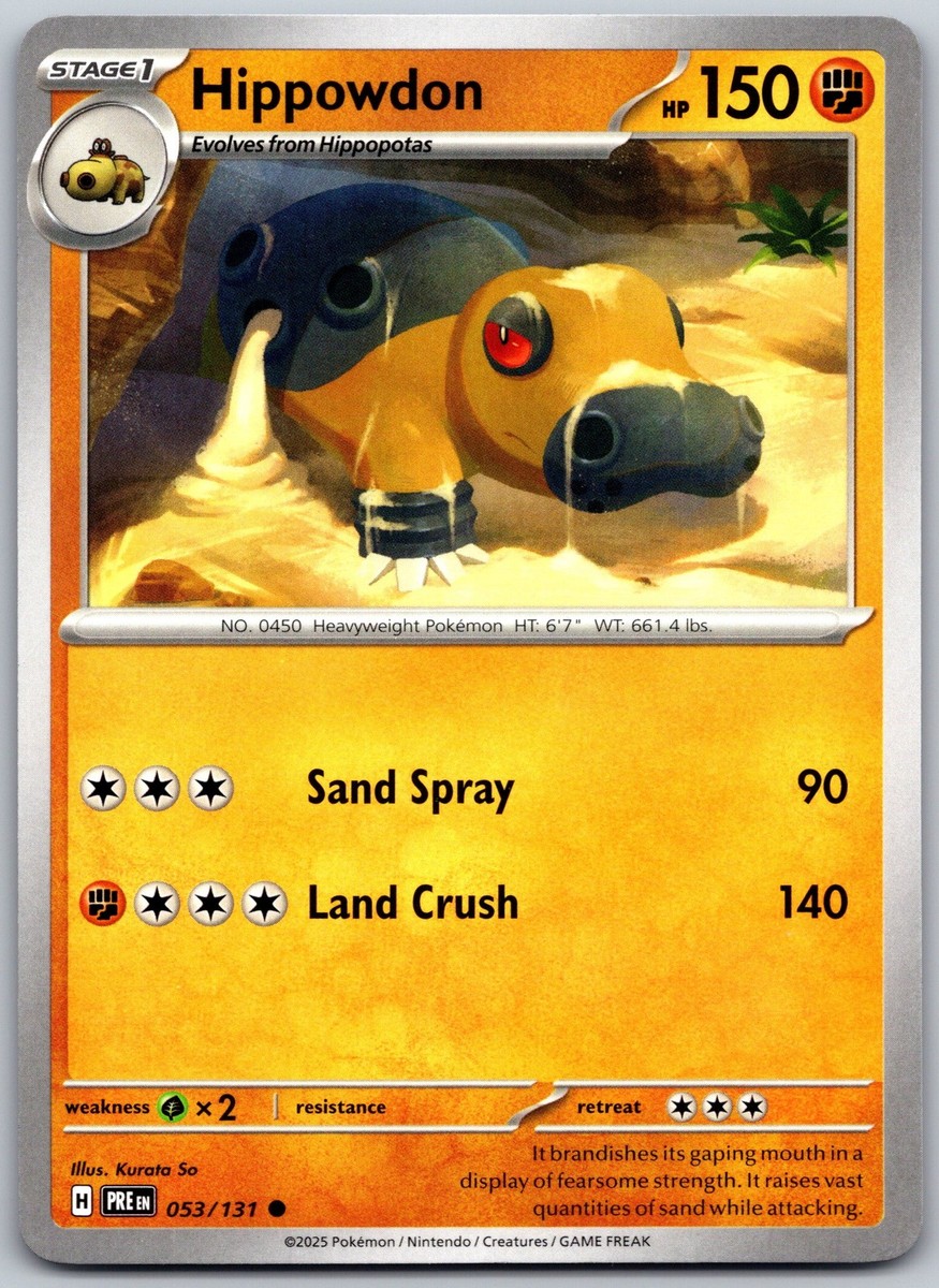 Hippowdon 053/131 Common Prismatic Evolutions Pokemon Card - NM | eBay