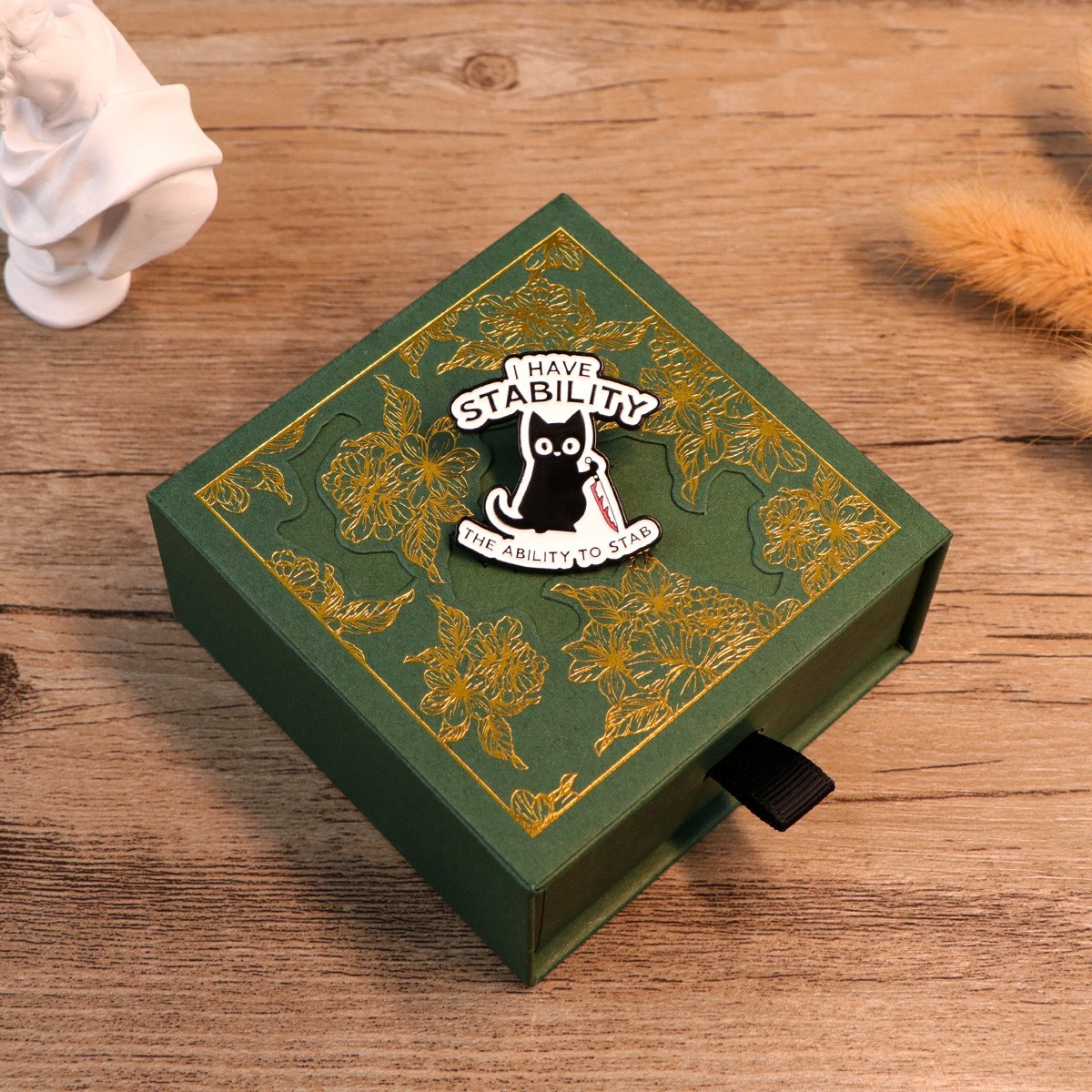 Cat with Knife Enamel Pin Cartoon Black Cat Badge For Backpack Women's Brooch