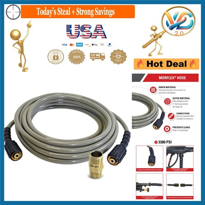 #ad MorFlex 25ft Pressure Washer Hose 3300 PSI Cold Water Compatible $50.69