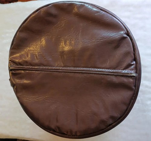 Vintage Brown Vinyl Bean Bag Ottoman Foot Stool RETRO MCM BOHO Decor - Picture 11 of 12