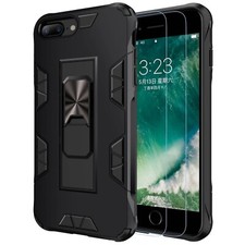 Rugged iPhone 8/7/6 Plus Case with Magnetic Kickstand & Tempered Glass Protector