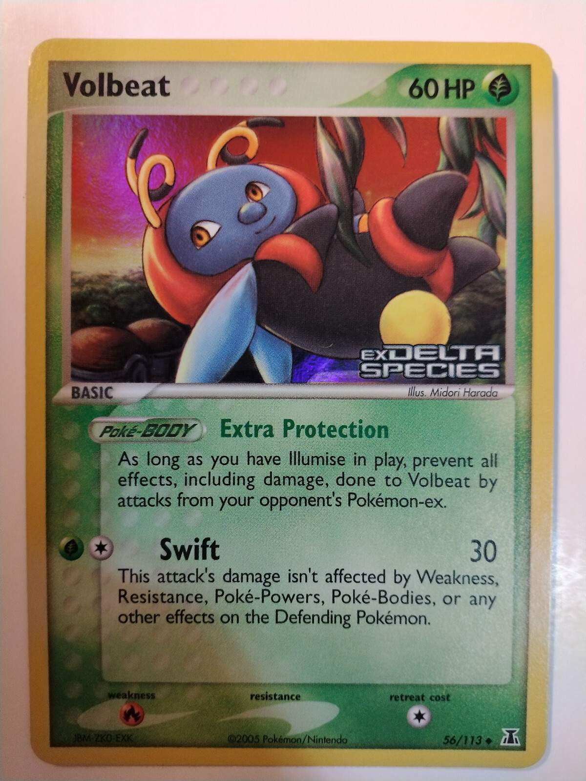 Pokemon TCG Volbeat 56/113 EX Delta Species Reverse Holo RH Stamped NM