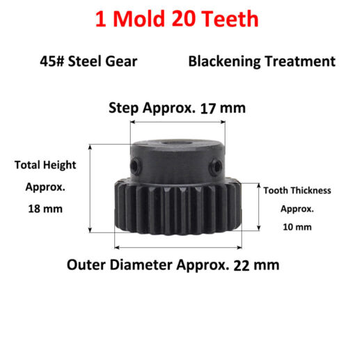 1 Mold 20 Teeth Spur Gear 1M20 T Motor Bump Gear Rack Bore 4-12.7mm Racking Gear - Afbeelding 1 van 43