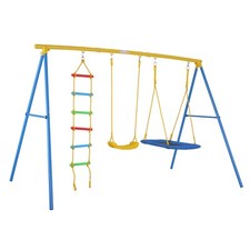 3-in-1 Kids Swing Set Backyard Playground Set Metal Swings Set for Kids Outdoor