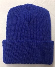 Made in USA Royal Blue Warm Knit Roll Watch Cap Knitted Beanie Hat Winter Unisex