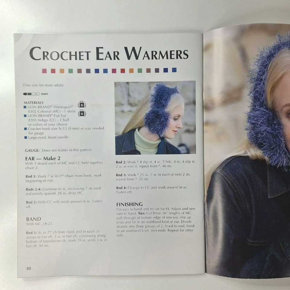 Easy Accessories Crochet Pattern Book Fun Fur Hat Scarf Bag Purse Vintage Steps - Image 4 of 4