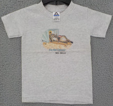WISCONSIN DELLS T-SHIRT YOUTH SZ XS (2/4) GRAY "DO NOT DISTURB" CAT IN PRAM