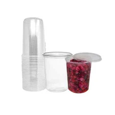 32 oz Deli Plastic Food Storage Microwavable Round Containers With Lids Clear