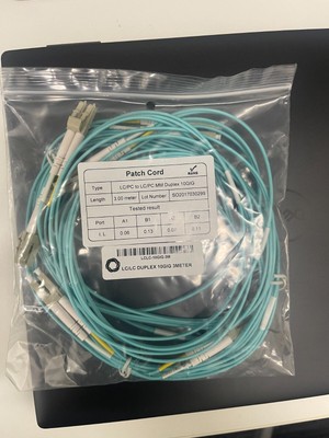 Pack of 3 - 3M LC LC/PC to LC/PC Duplex PVC 10G OM3 Fiber Optic Patch cable