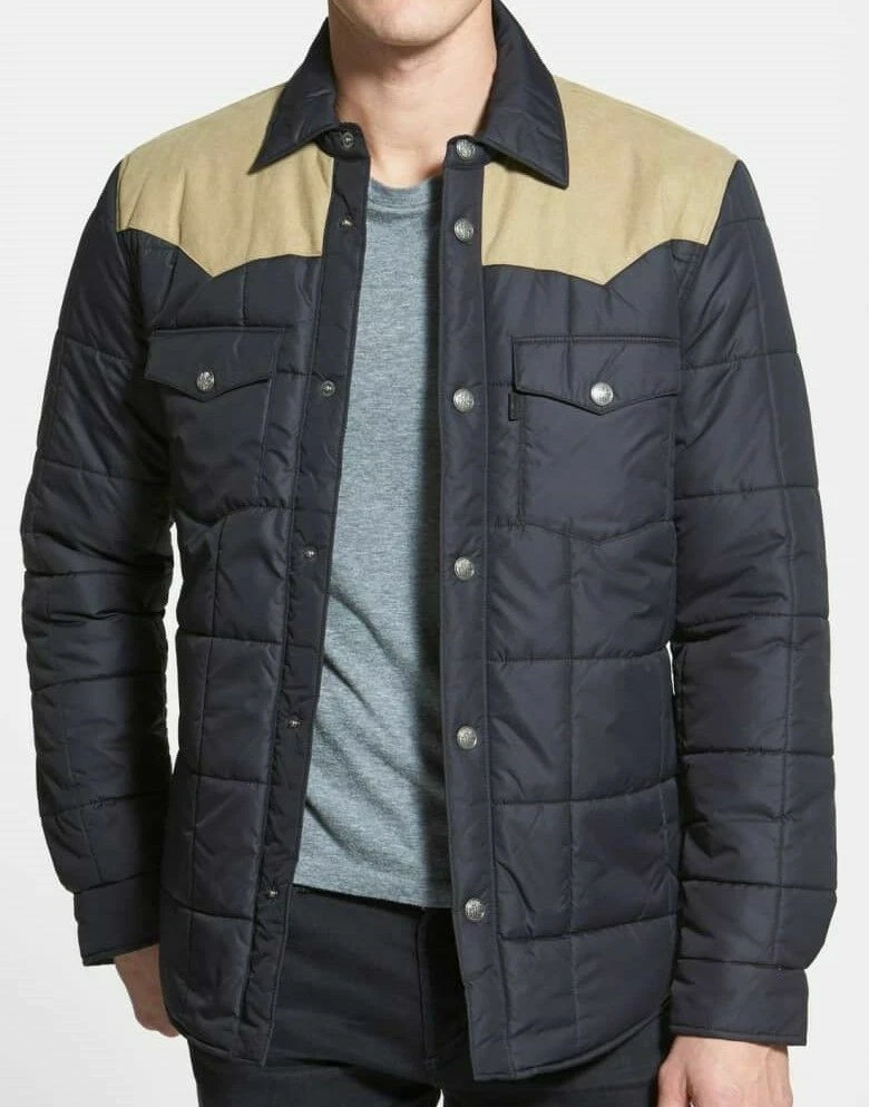 Levis Men's Barstow Packable Quilted Overshirt Jacket Coat, Black, $148 NWT