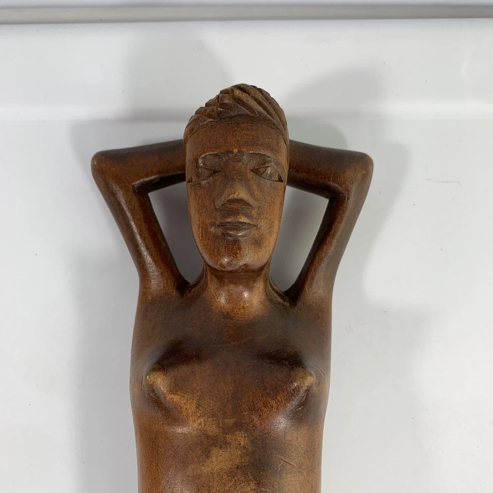 Vintage Hand Carved Wooden Naked Nude Woman Lady Nutcracker Folk Art Carving - Image 4 of 4