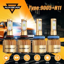 AUXBEAM H11 9005 LED Headlight Bulbs High Low Beam Kit for Chevy Tahoe 2015-2019