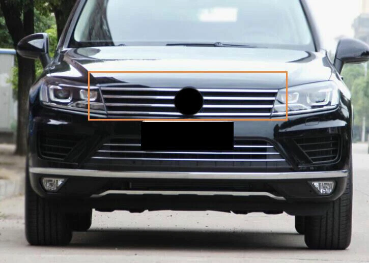 Parrilla de malla de parachoques superior delantero ABS negra 1 pieza apta para VW Touareg 11-18 Foto 4 de 4