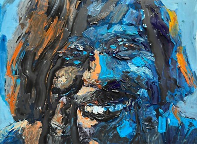 ORIGINAL Abstract Eyedea Smile Hip Hop Freestyle E&A Palette Knife Portrait 16''