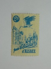 Vignette Charité pour les Sinistrés d'Alsace Cigogne