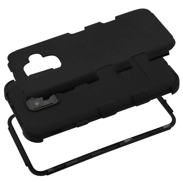 Funda HÍBRIDA para Samsung Galaxy J2/pura/núcleo con armadura de impacto cubierta de goma NEGRA Foto 3 de 4
