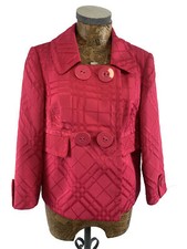 MARKS & SPENCER JACKET COAT 14 CERISE PINK Ottoman Jacquard Pea Button Up Short