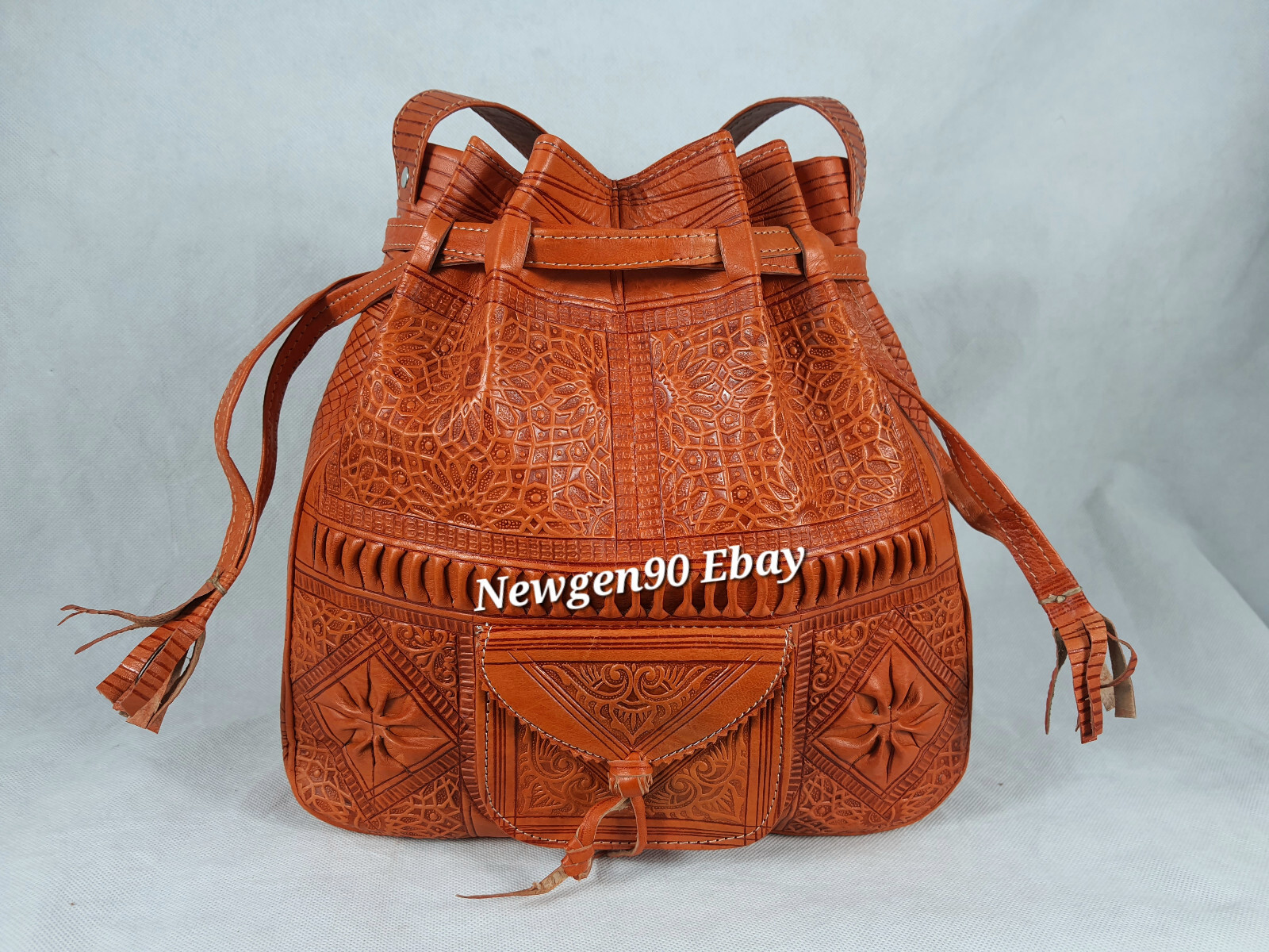 Drawstring Leather shoulder bag, Moroccan Leather Bucket Bag hobo Purse Medium eBay