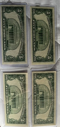 1950A $5 NEW YORK 4 Notes Including 2 Consecutive Uncirculated - Picture 2 of 2