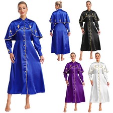 Womens Clergy Robe Long Sleeve Church Clergy Dress Choir Pastor Pulpit Robe
