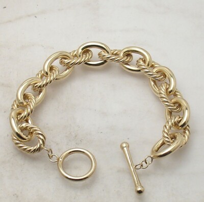 Kühn Twist Oval Bettel Gliederarmband mit Knebelverschluss Echt 14K Gelbgold