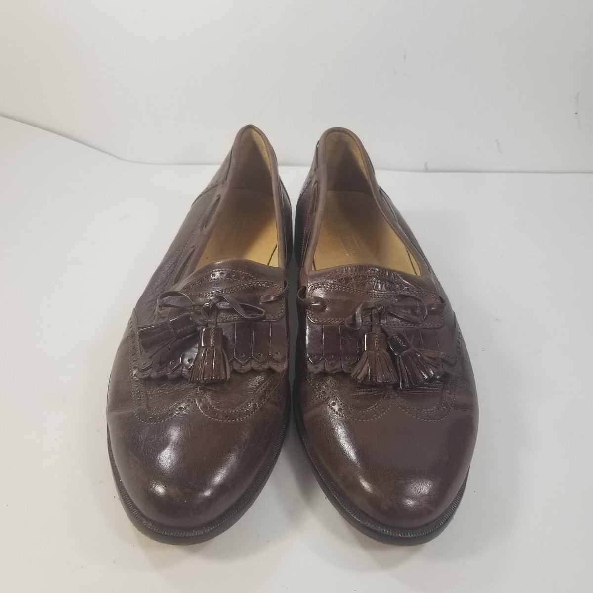 JOHNSTON & MURPHY OPTIMA Brown Wingtip Brogue Tassel Kiltie Slip-on Loafer 8 D/B Johnston Murphy Optima Loafer Men 13 D Black Leather Wingtip  main image 4