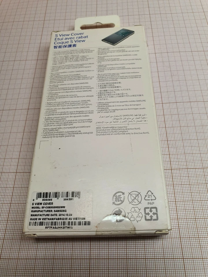 Original Original Original Samsung Galaxy Alpha S-View Cartera Estuche Blanco EF-CG850BWEGWW Foto 3 de 4