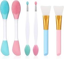 6Pcs Silicone Scrubber Set, 2 Pcs 2 in 1 Double-Sided Facial Scrubber Brush Tool