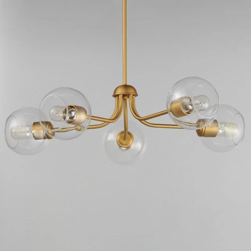 Natural Aged Brass Five Light Chandelier from the Knox Collection - Picture 2 of 4