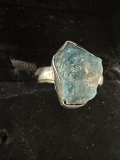 SILVER 925 Rough Apatite Ring Size 7.5