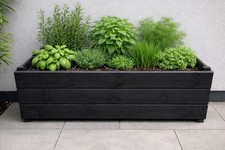 Outdoor Wooden Planter Box Trough Large Deep Veg Black