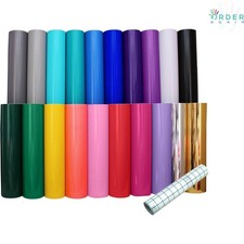 Craft Vinyl Roll Bundle 12x60in Permanent Waterproof Glossy for DIY & Business