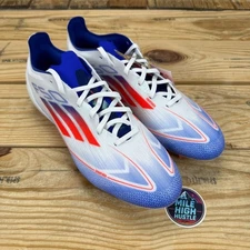 Adidas F50 Pro FG Soccer Cleats Mens 10.5 Cloud White Solar Red Lucid Blue
