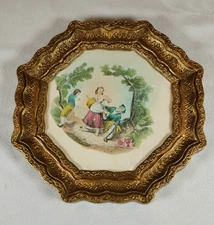 Vintage Mini Wall Frame 6.75" Octagon 1960s Burwood #4443 Art Print Gold Tone