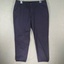 Liz Claiborne Women's Size 12 Navy Blue Cotton Blend Casual Pants