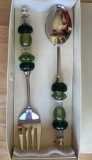 Pottery Barn Green Glass Servers NIB-(box in poor condition)