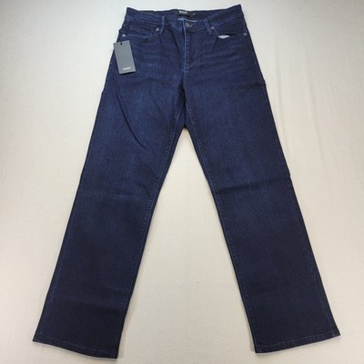 Hudson Jeans Women 8 Blue Loose Straight Leg Mid Rise Dark Wash Denim