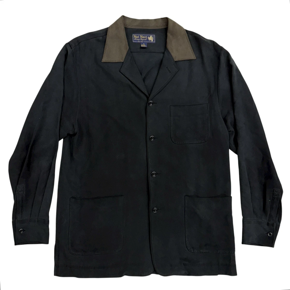 90s Nat Nast silk×cotton corduroy pants Nat Nast Silk Long Sleeve Solid Casual Button-Down Shirts for Men