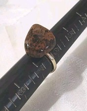 Adjustable Stone Ring, Brown  Black, Jasper Agate 