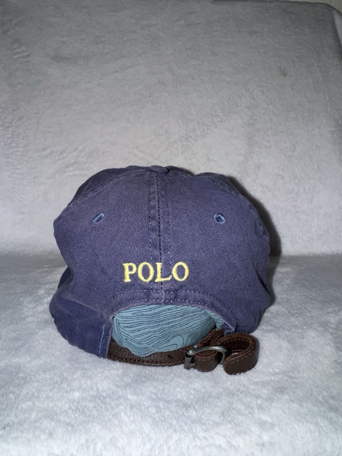 Cappello Berretto Vintage Polo Ralph Lauren Strapback OSFM Blu Giallo Pony