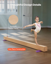 8FT Gymnastics Balance Beam for Kids 350lb Wood Core Floor Beam Non-Slip Yellow