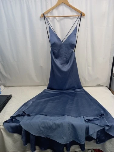 ❤️ Mascara London Blue Strappy Back Evening Prom Dress Size 14 Pre Loved