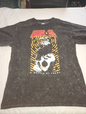 Sum 41 T Shirt Mens Large A Murder of Crows Band Tee Distressed Black. NWOT