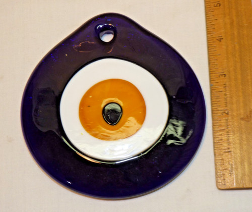 Pasabahce Glass EVIL EYE Suncatcher Nazar Amulet Charm Cobalt Blue Turkish