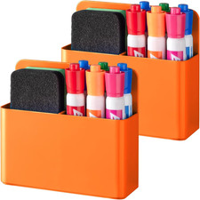 2 Pack Plastic Magnetic Pen Holder for Refrigerator, Dry Erase Marker Holder for